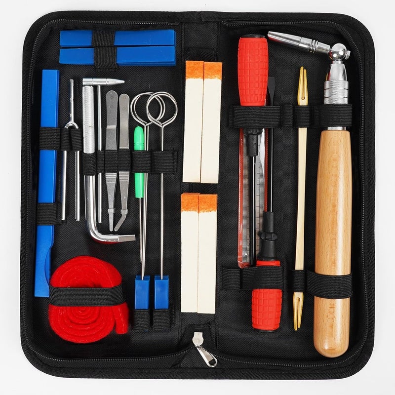 MELHA Piano Tuning Kit with Case, 26 PCS Piano Tuner Wrench Hammer Rubber Mutes Set Tuning Lever Tools for Beginner - Image 1